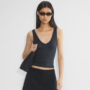 Aritzia Babaton Black Ribbed Tank Top